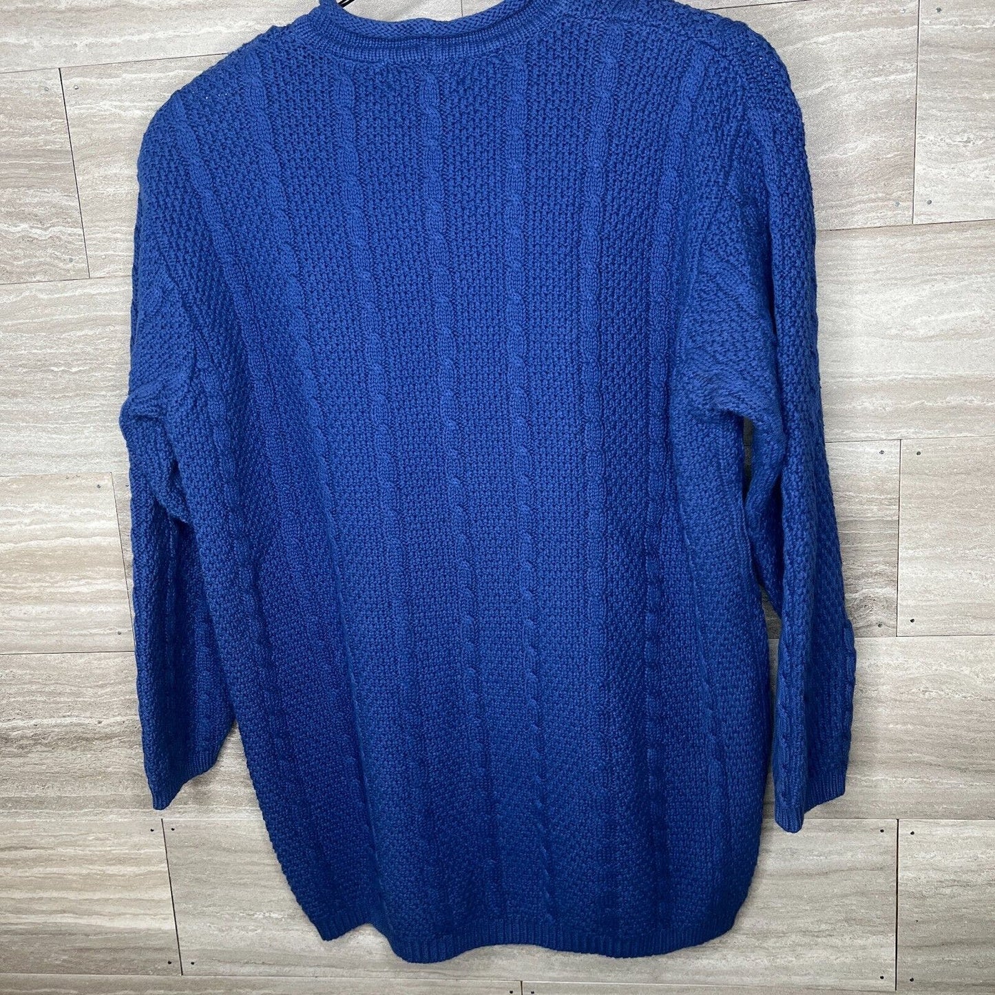 Wainscott Petites Womens Sz S 100% Cotton Thick Knit Sweater Blue