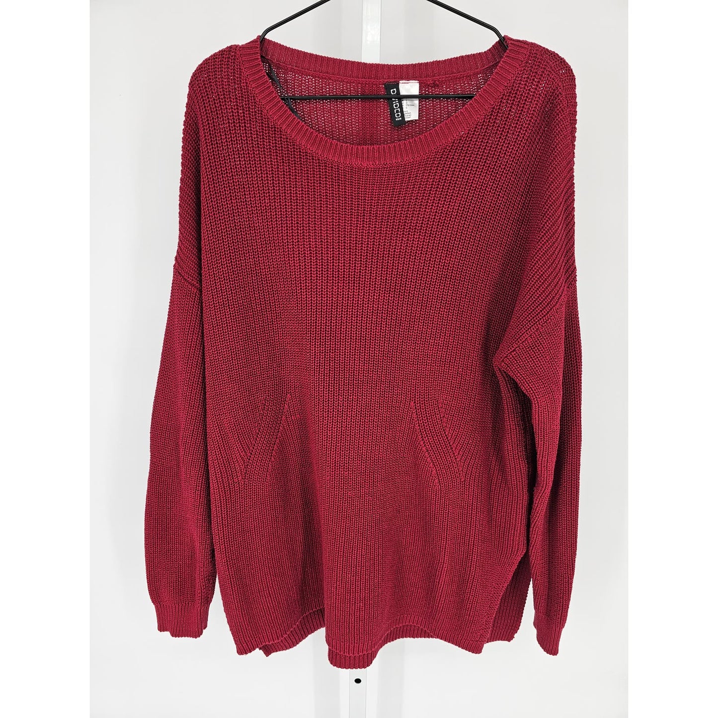 Divided by H&M Womens Sz L Tunic Length Knit Sweater Red Slouchy