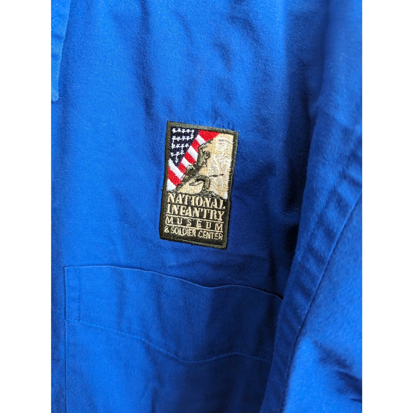 Mens Sz M National Infantry Museum & Soldier Center Blue Long Sleeve Button Down