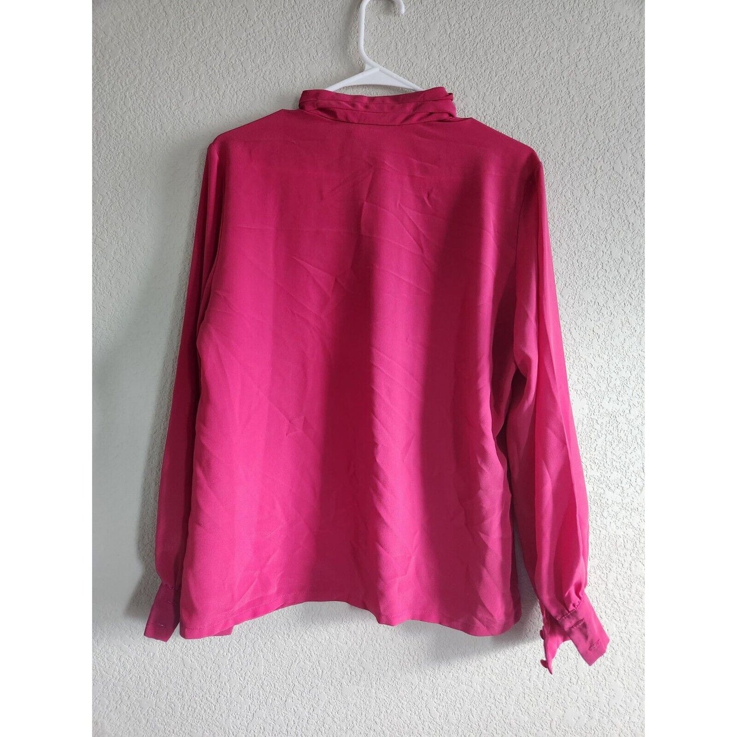 Vintage 1980s Pendleton Womens Sz 12P Petite Long Sleeve Bright Pink Blouse