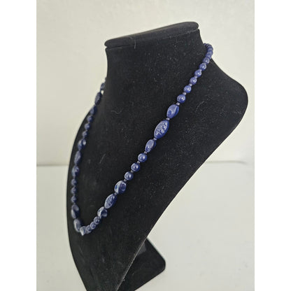 Vintage 1990s Dark Blue Single Strand Beaded Necklace