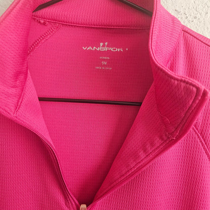 Vansport Womens Sz L Long Sleeve Cycling Jacket 1/4 Zip Pink