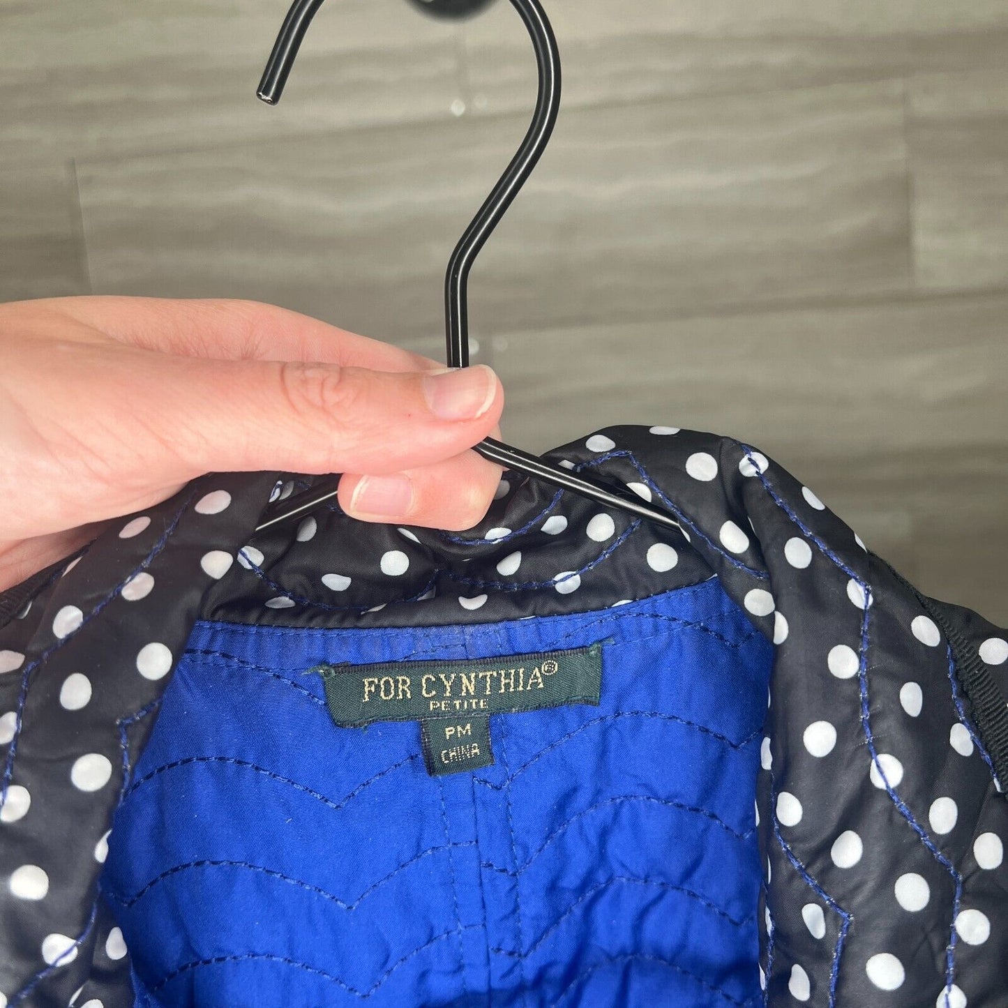 For Cynthia Petite Womens PM Black and White Polka Dot Quilted Vest