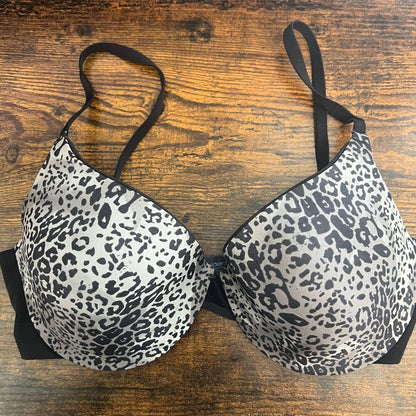 Maidenform Womens Sz 34C Black and Gray Animal Print T Shirt Bra Leopard