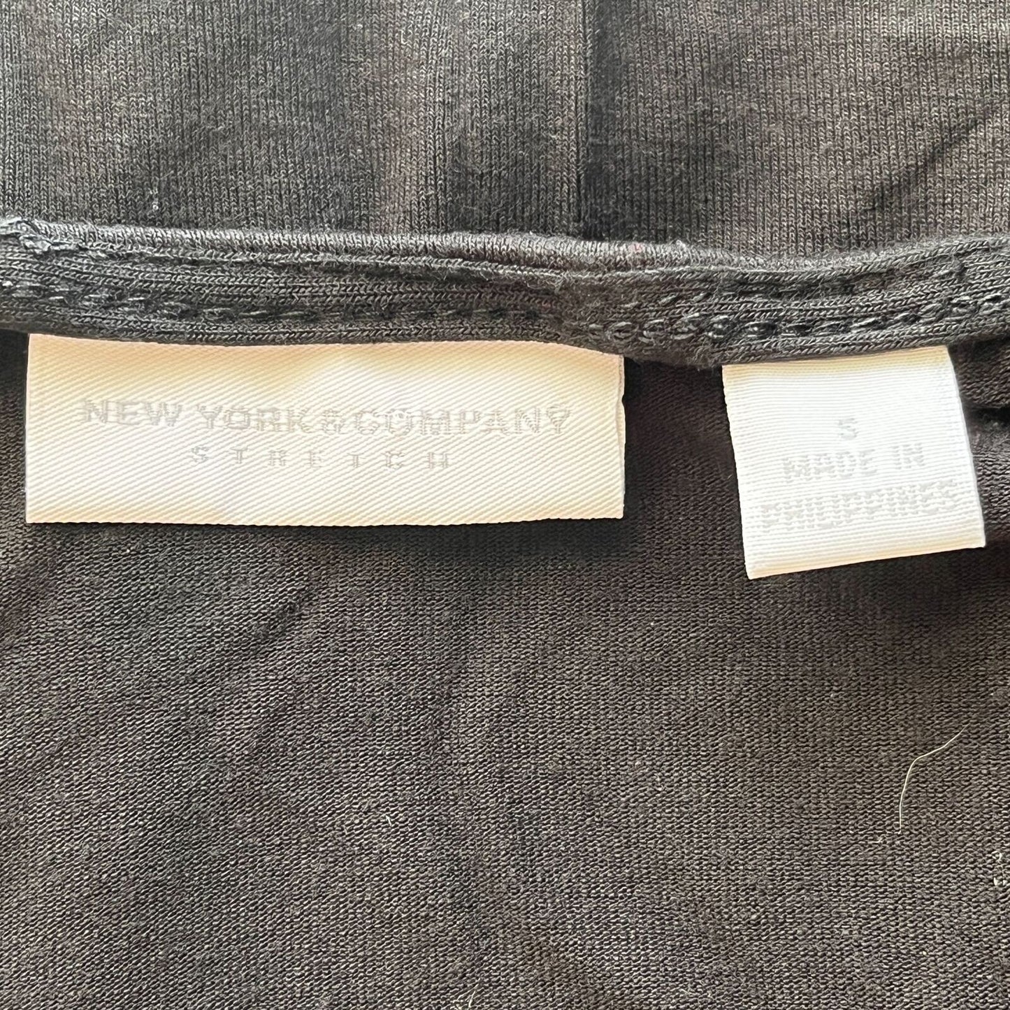 New York & Company Womens Sz S Black Faux Wrap Career Dress Short Sleeve