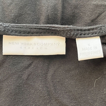 New York & Company Womens Sz S Black Faux Wrap Career Dress Short Sleeve