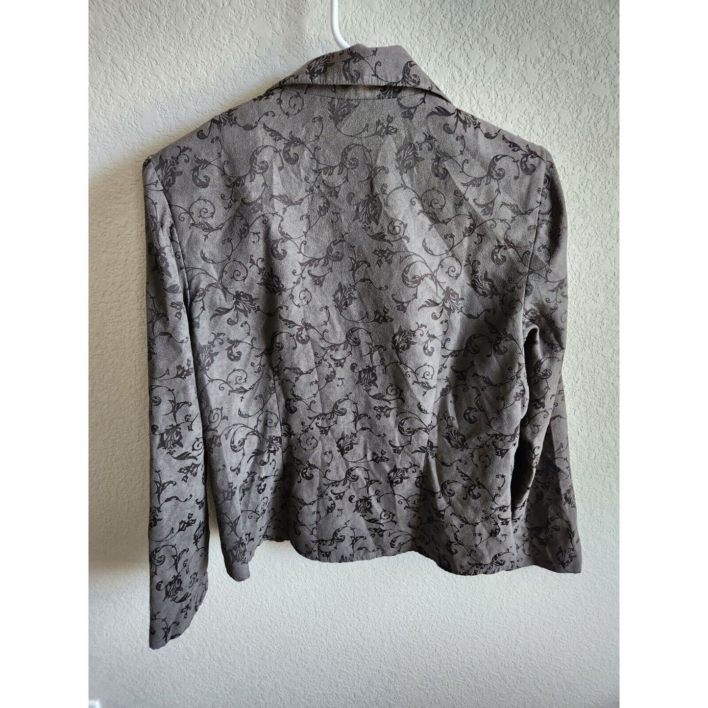 Vintage Positive Attitude Womens Sz 12 Button Front Jacket Gray Floral