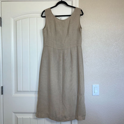 Amanda Smith Womens Sz 10 Midi Dress Tan Taupe Sleeveless Career