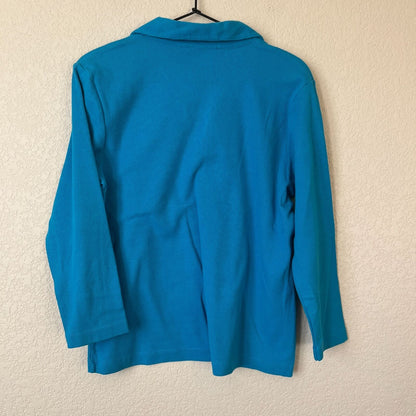 Vintage Liz Claiborne Lizsport Womens Sz XL Thick Knit Polo Shirt Blue