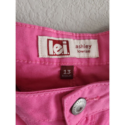 LEI Juniors Sz 13 Ashley Low Rise Capri Skinny Leggings Bright Pink Barbie Core