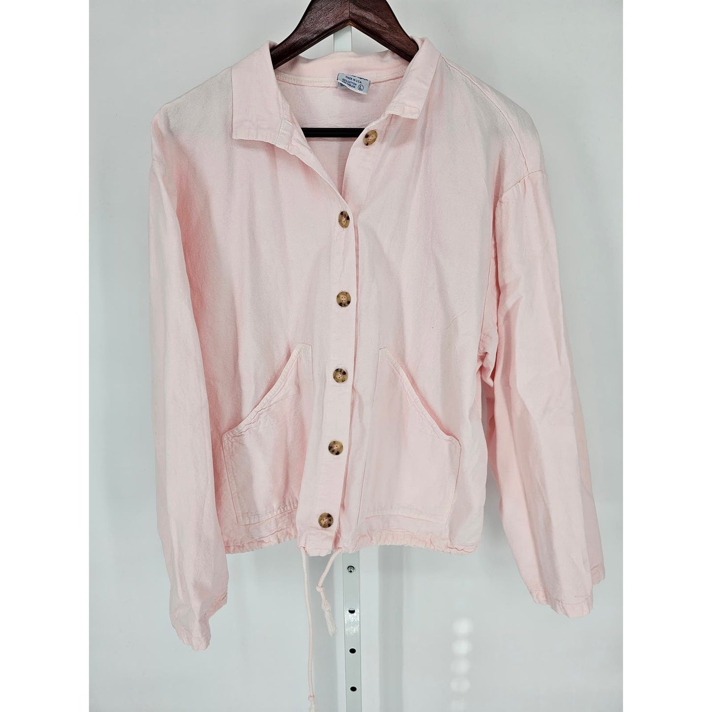 Vintage Sea Breeze California Womens Sz L Light Pink Cardigan Button Up Jacket