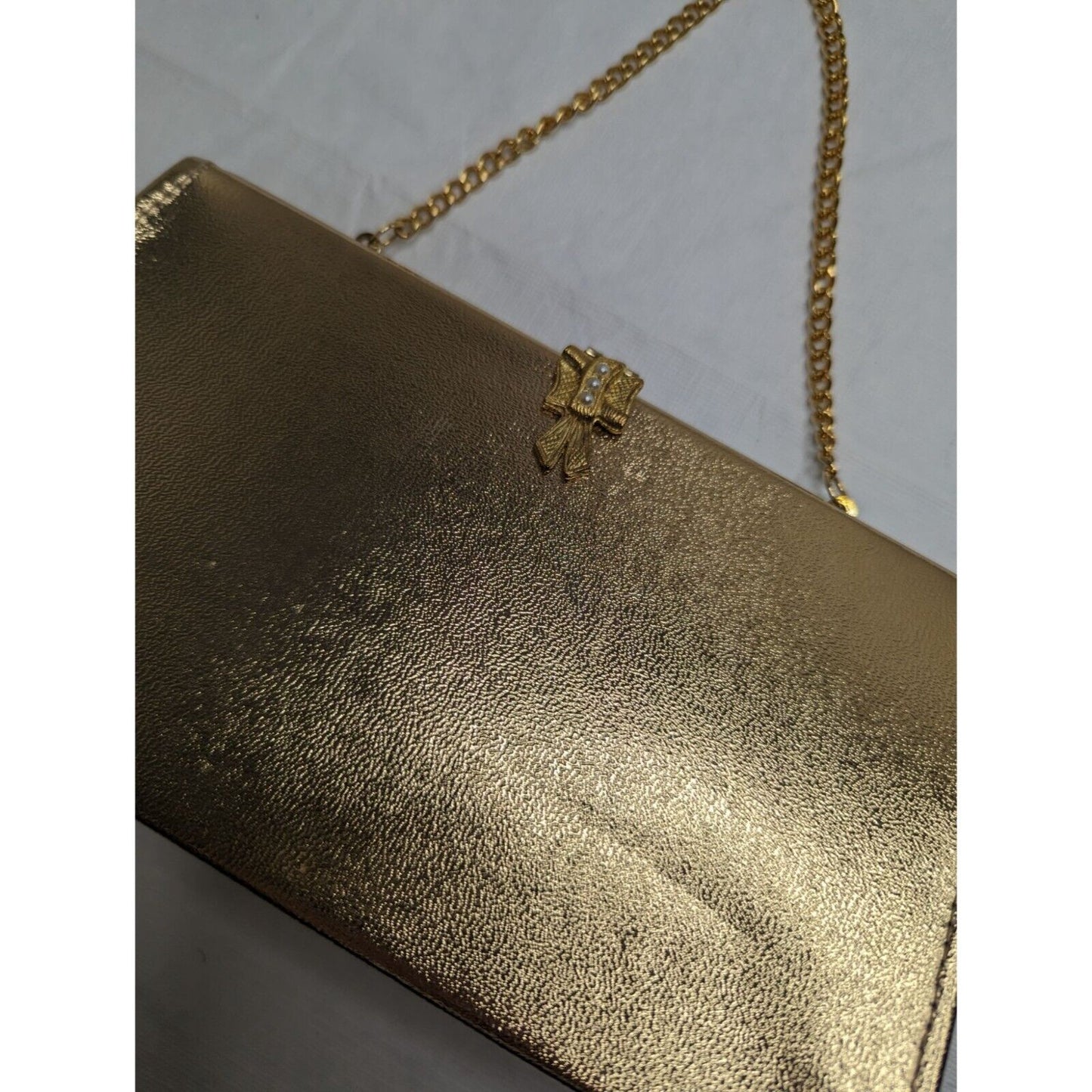 Vintage 1960s Womens Gold Handbag Clutch Chain