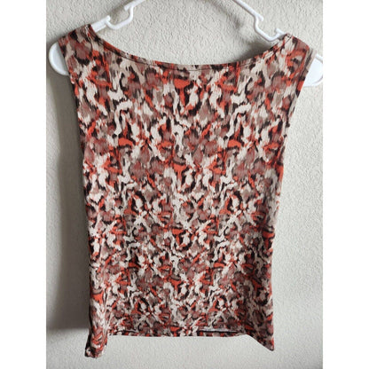 212 Collection Womens Sz M Sleeveless Scoop Neck Blouse Brown Orange