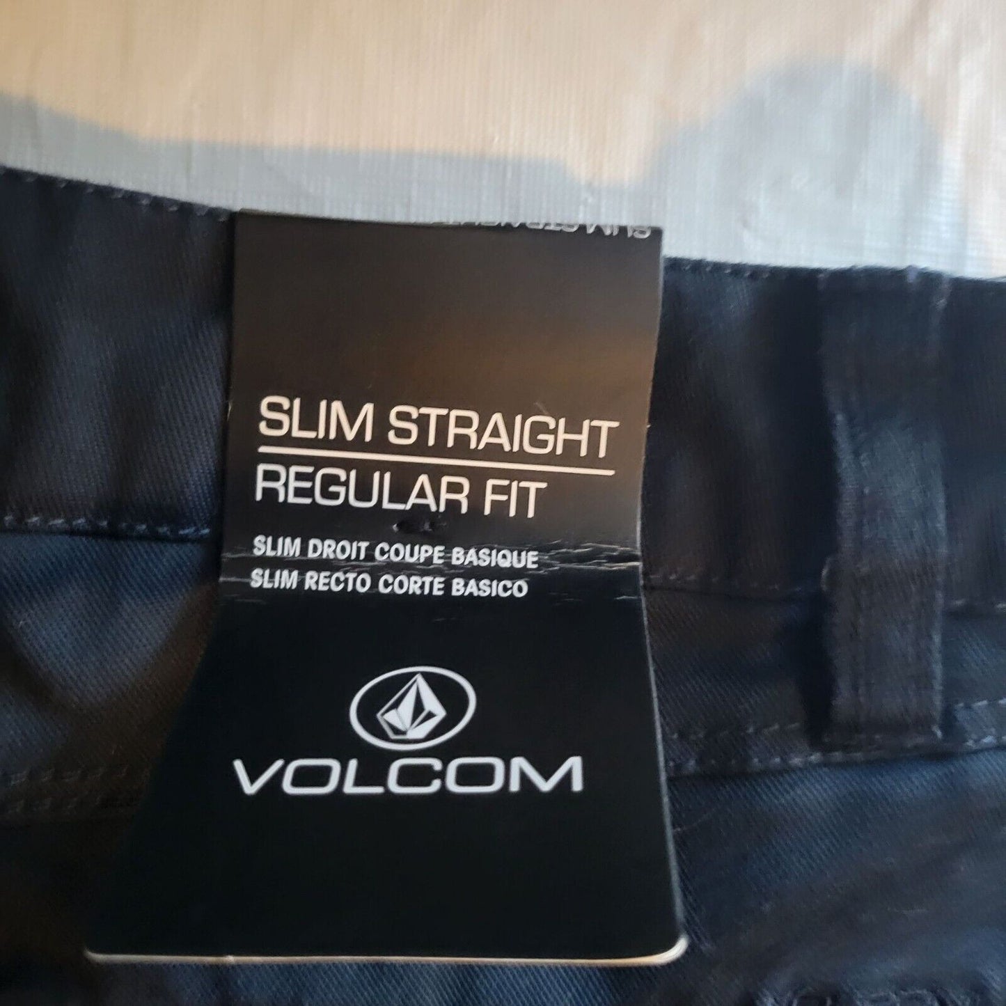 Volcom Womens Sz 34x30 Frochickie Pants Navy Blue Slim Straight NEW