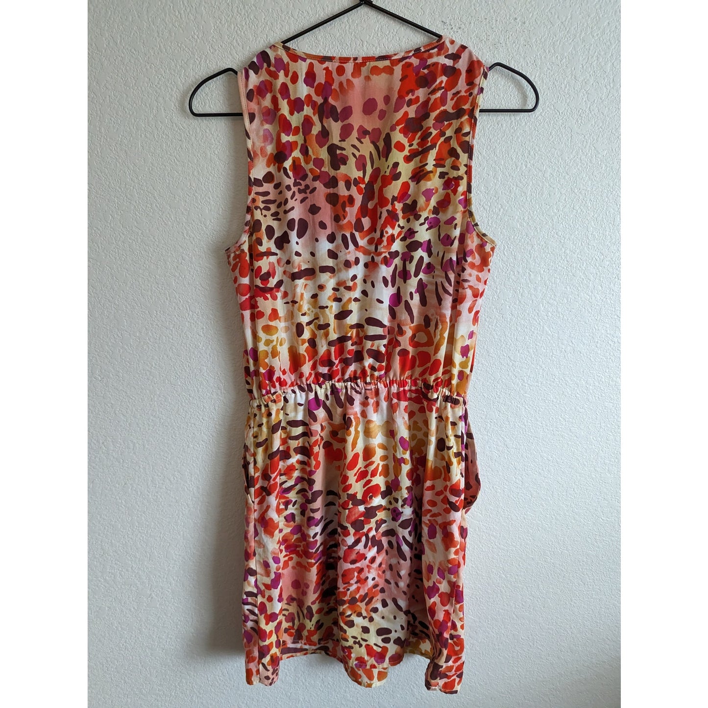 Guess Womens Sz XS Knee Length Sleeveless Dress w/ Pockets Red Pink Purple