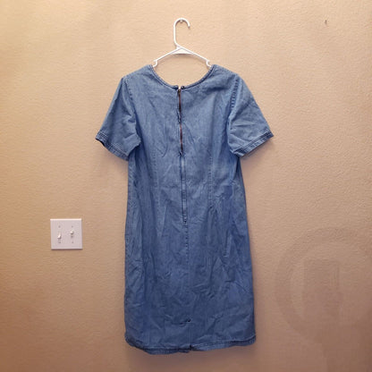 Vintage Roamans Womens Sz L Knee Length Denim Blue Jean Dress