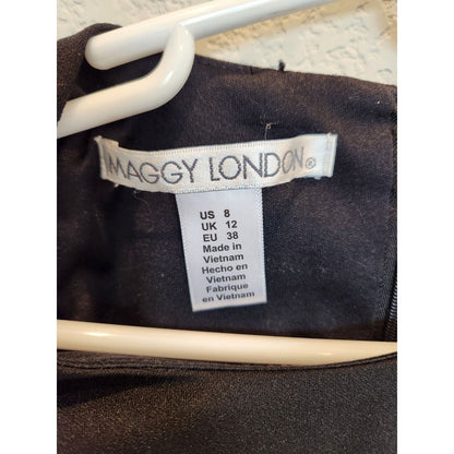 Maggy London Womens Sz 8 Sheath Dress Midi Shoulder Detail