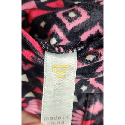 Lularoe OS One Size Leggings Pink Black Daisy and Geometric Print