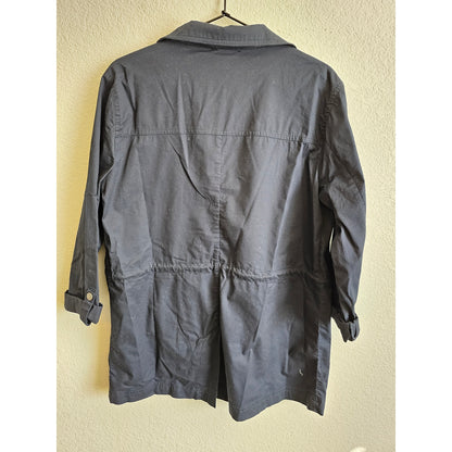 Jones New York Womens Sz S Safari Style Hip Length Jacket Slate Navy Zip Up