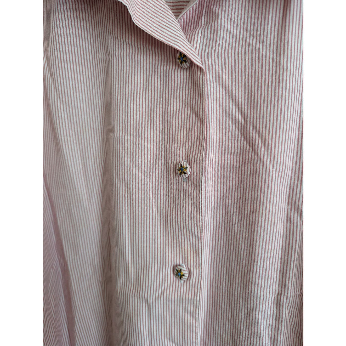 Vintage White Stag Womens Sz 14 Long Sleeve Button Up Shirt Pink Striped Floral