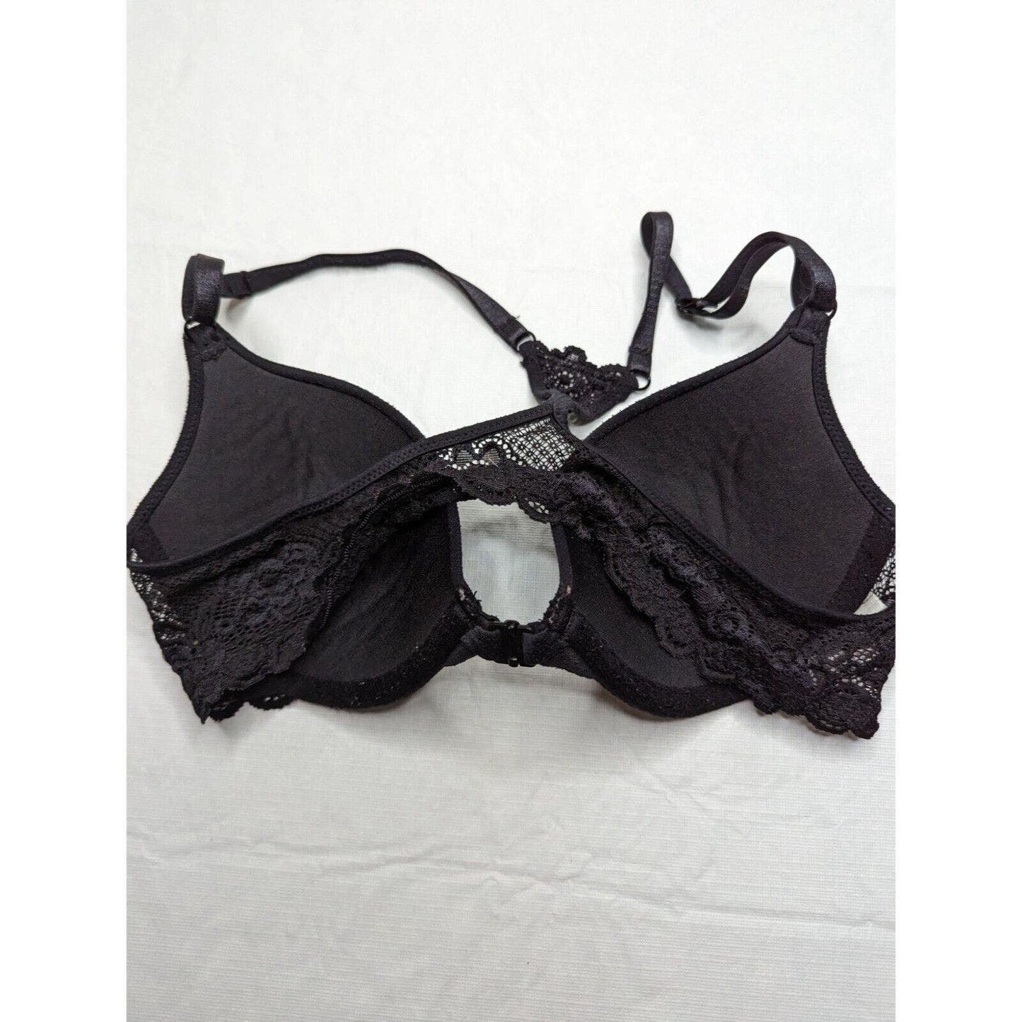 Vintage Maidenform Womens Sz 34B Front Clasp T shirt Bra Black 8869