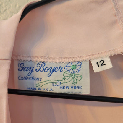 Vintage 1960s Gay Boyer New York Womens Sz 12 Light Pink Short Sleeve Blouse