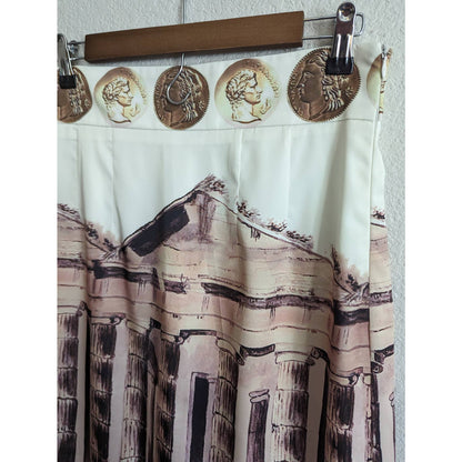 Marc Feier Womens Sz L Below Knee Skirt Greece Greek Emblem