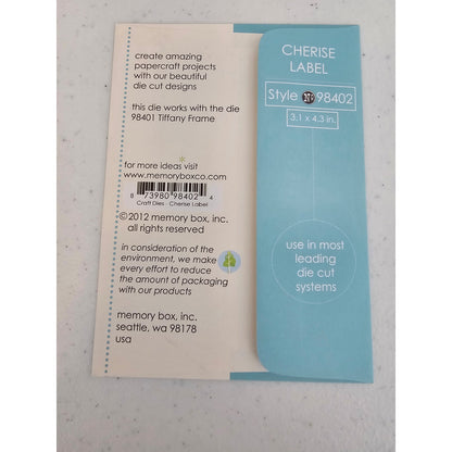 Memory Box Cherise Label Steel Craft Die Style 98402