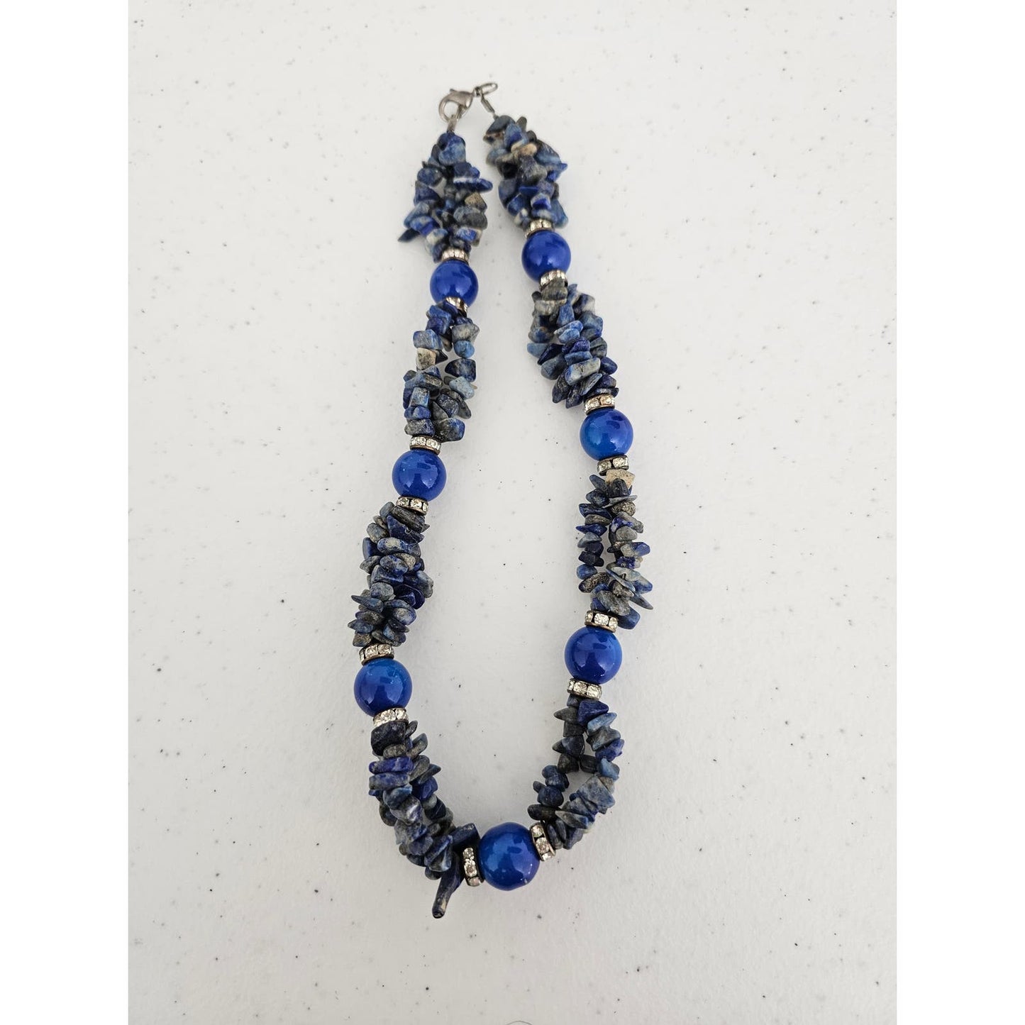 Vintage 1970s Blue Chip Stone Multi Strand Necklace