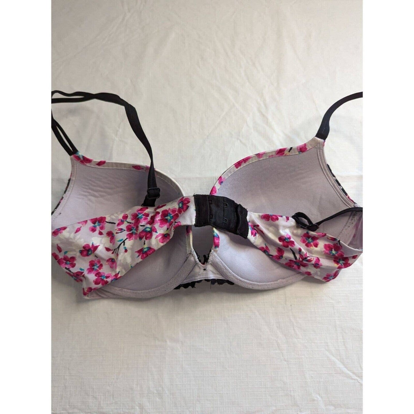 Victorias Secret Womens Sz 34D Very Sexy Push Up Bra Black Pink White Floral