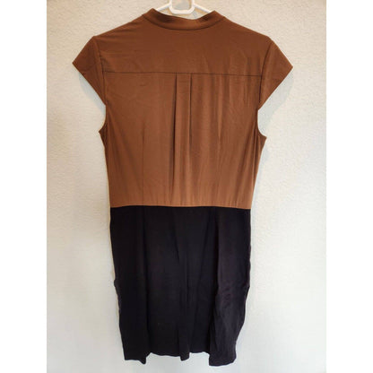 Ann Taylor Womens Sz 12 Career Pencil Dress Brown Top Black Skirt