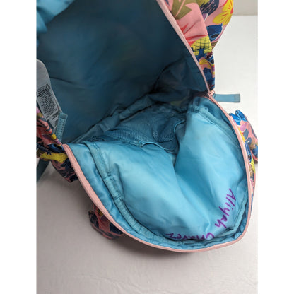 Rare Discontinued Disney Store Lilo and Stitch Backpack w/ Ears Pink Blue Floral