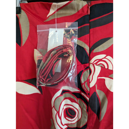 New York & Company Sz 10 Strapless Formal Dress Red Floral Knee Length NEW