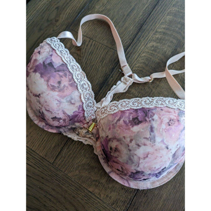 Smart & Sexy Womens Sz 36D Front Clasp Bra Pink Purple Floral