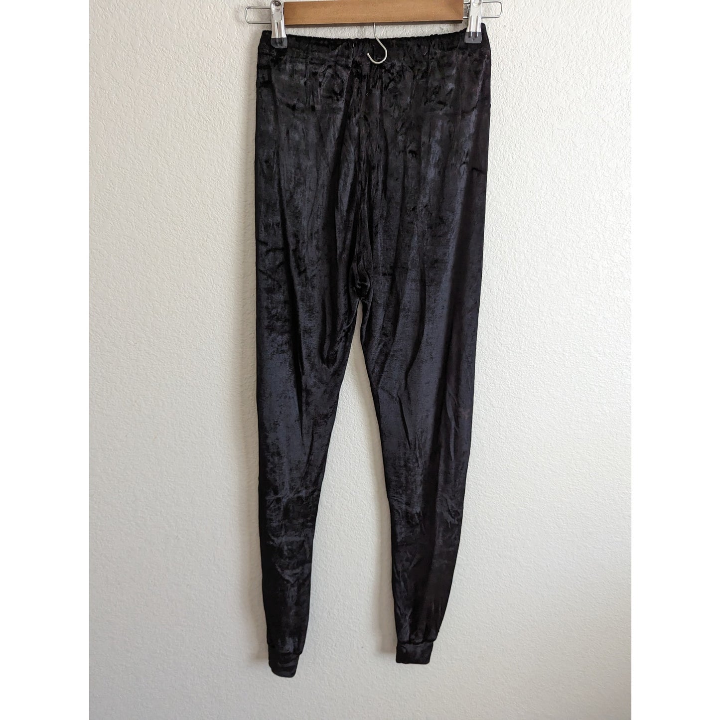 Vintage Monx Womens Sz S Black Velvet Jogger Pants High Waist