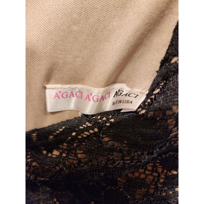 Vintage A'Gaci Womens Sz M Maxi Dress Formal Black Lace Keyhole Back