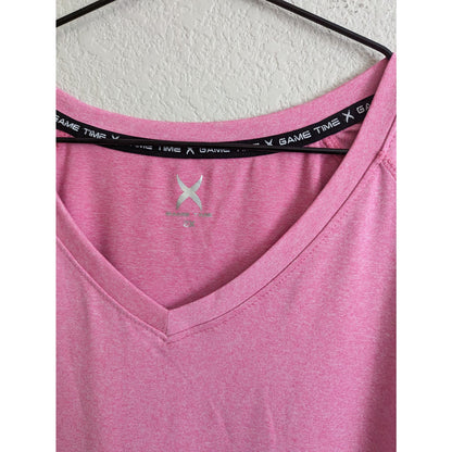 Game Time Womens Sz 2X  Short Sleeve V Neck Athletic Shirt Light Pink