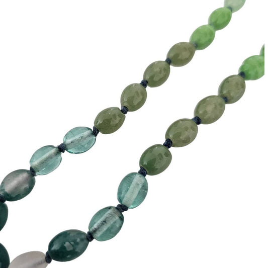 Vintage Handmade Single Strand Glass Beaded Necklace Nautical Blue Green