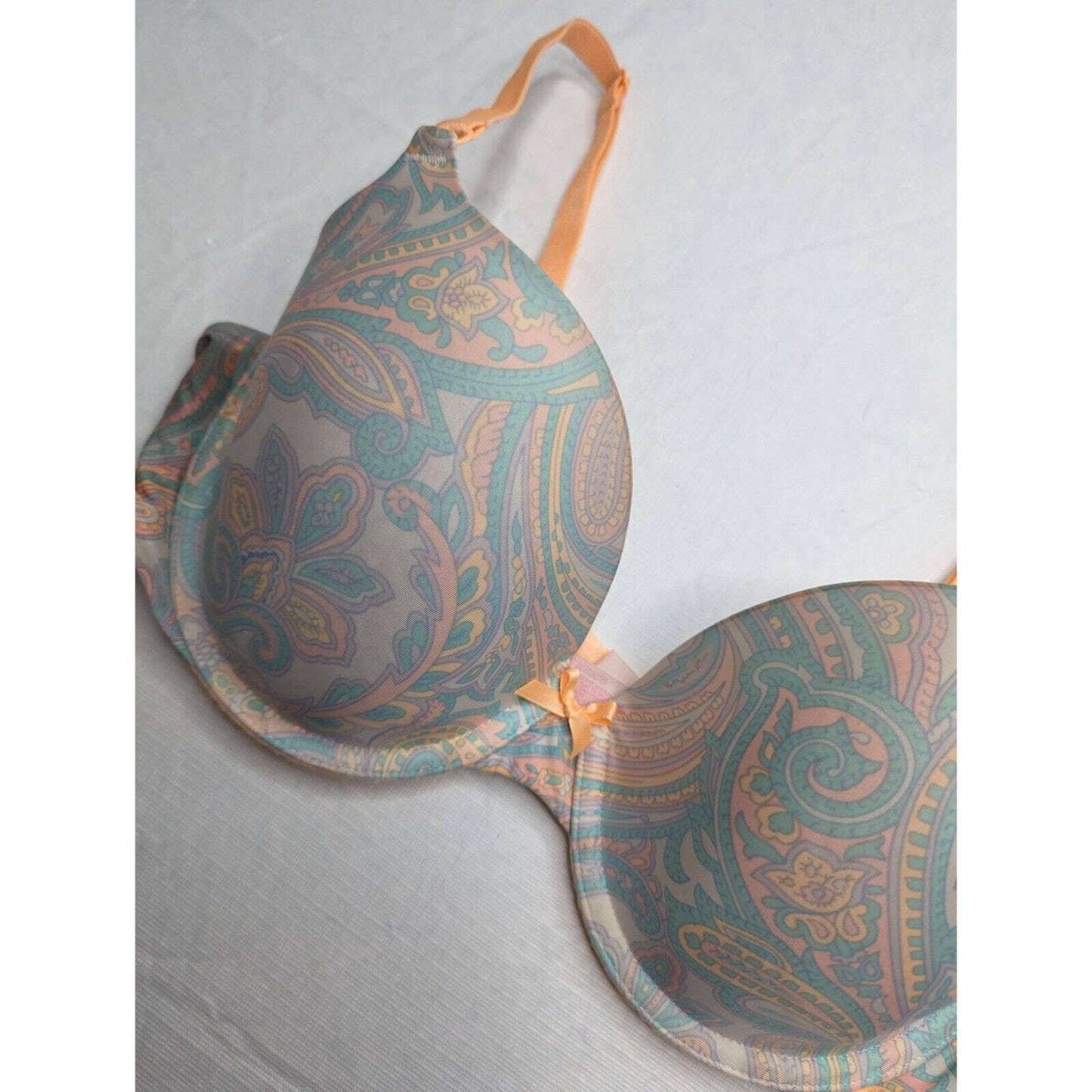 Victorias Secret Womens Sz 34D Demi T Shirt Bra Pastel Paisley Print