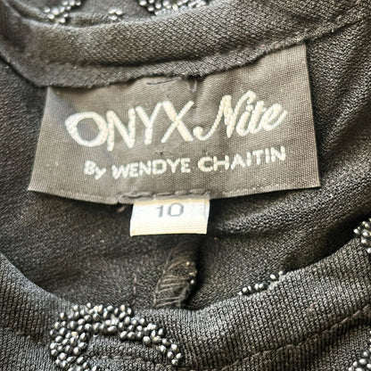 VTG Onyx Nite Wendye Chaitin Womens Sz 10 Black Beaded Cocktail Dress