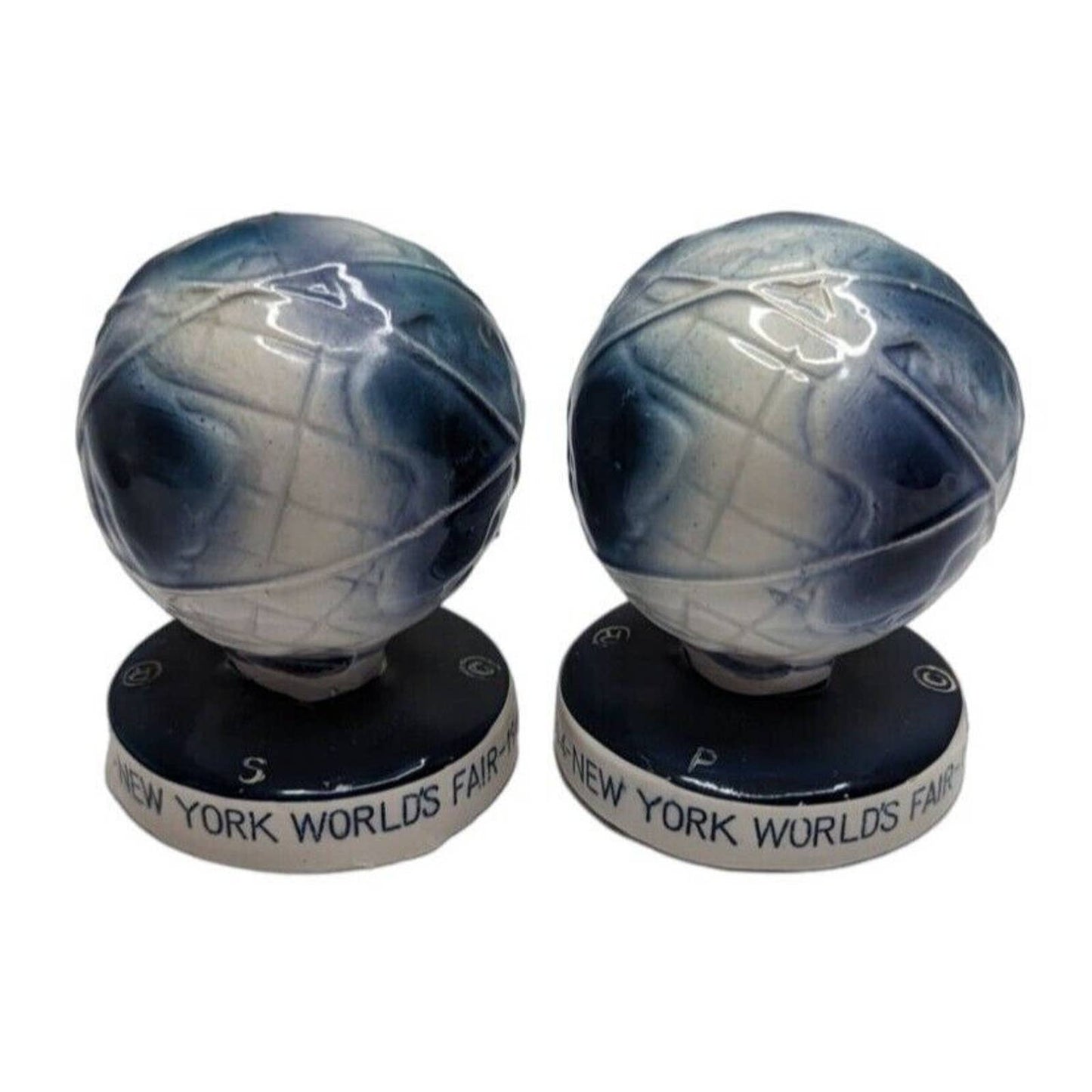 1964-65 New York World's Fair Unisphere Globe SALT & PEPPER SHAKERS