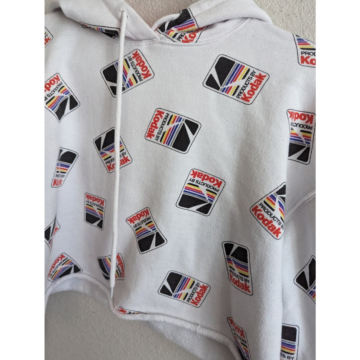 Kodak Camera Womens Sz M Cropped Hoodie Sweatshirt White