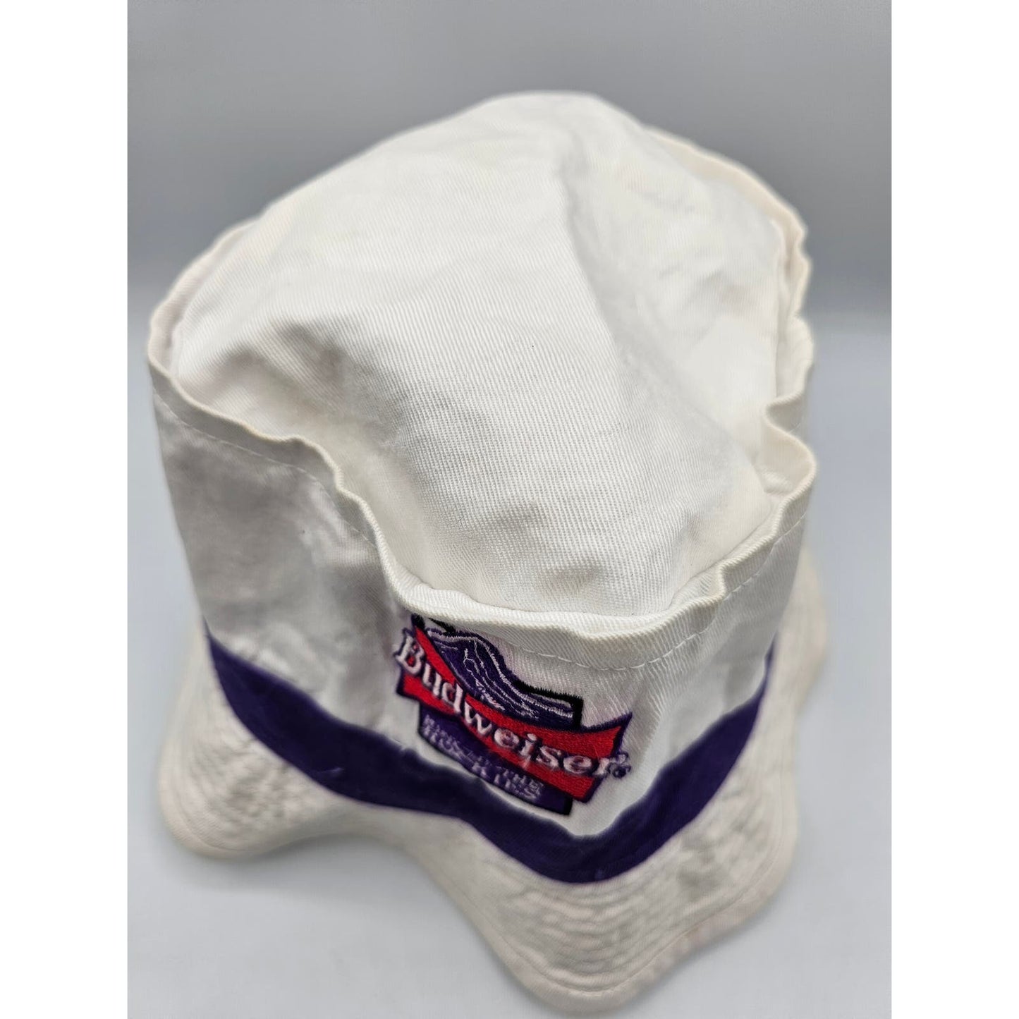 Budweiser King of the Rockies Mens Cotton Bucket Hat Beer White