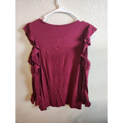 Karl Lagerfeld Womens Sz XS Cold Shoulder Long Sleeve Shirt Maroon