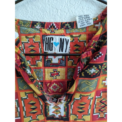 Vintage 1990s HG NY Womens OS One size Blouse Tribal Print