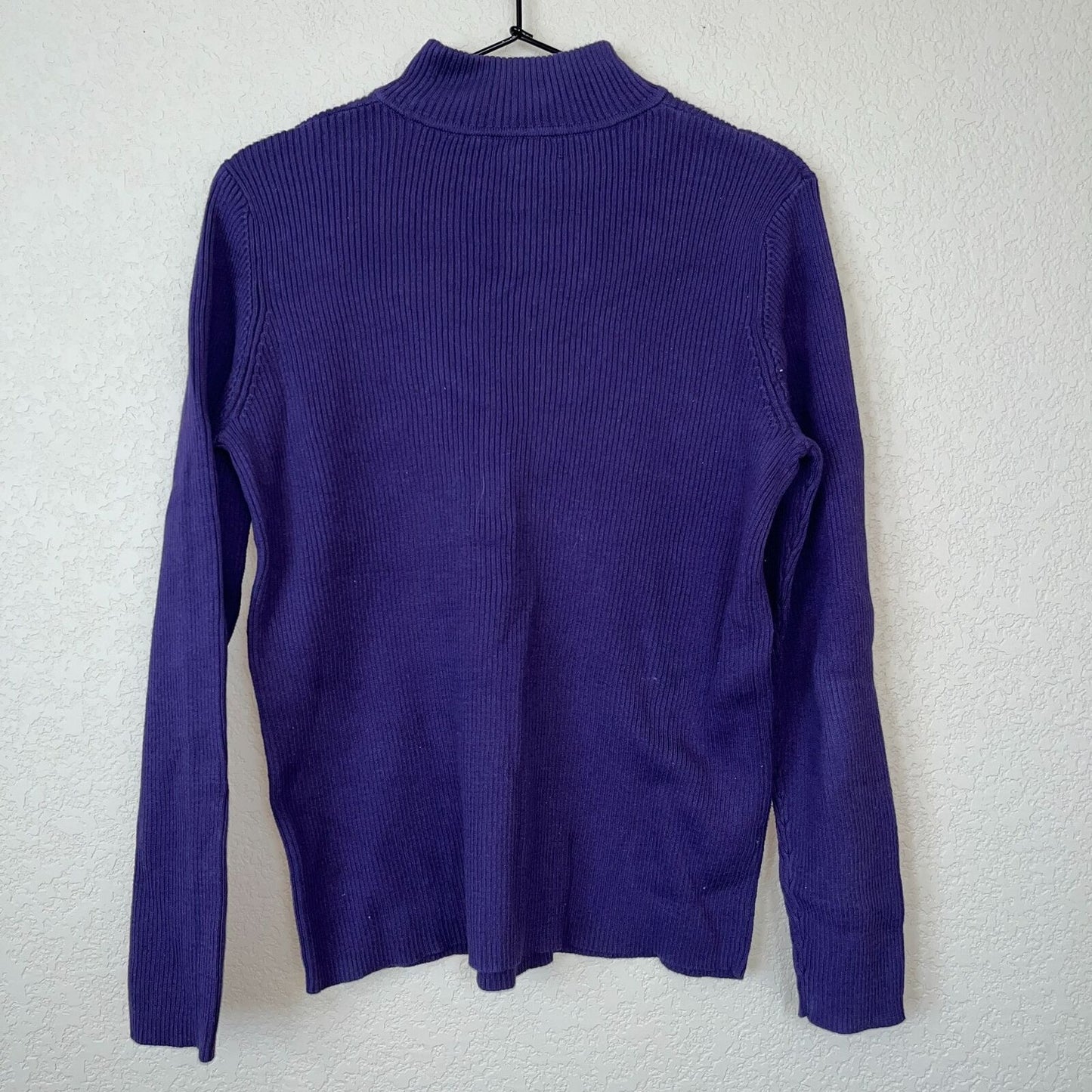 Karen Scott Womens Sz M Lightweight Turtleneck Sweater Purple Ribbed