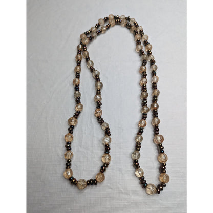 Vintage Mid Century Geometric Glass Single Strand Beaded Necklace