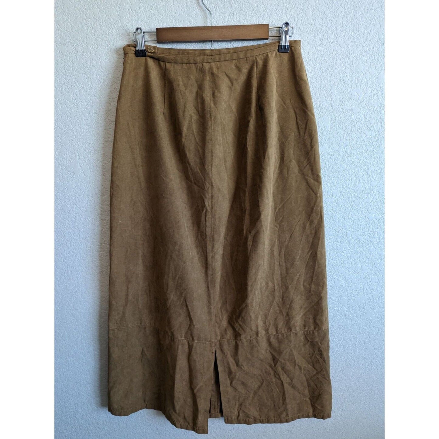 Josephine Chaus Sport Womens Sz 10 A Line Maxi Skirt Faux Suede Brown
