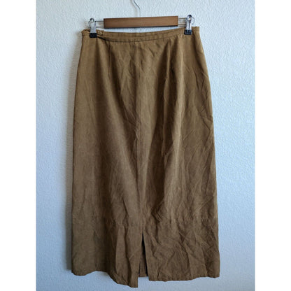 Josephine Chaus Sport Womens Sz 10 A Line Maxi Skirt Faux Suede Brown