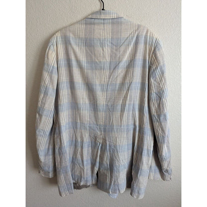 Vintage 1970s Andover Reed Mens 2 Button Suit Coat Light Blue Plaid Sz 42R
